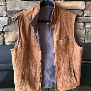 Men's Reversible Suede Brown Isaia Quilted Vest